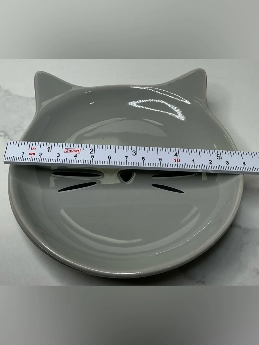 2 Signature Ceramic Bowl Cat Face Shaped Trinket Dish Gray New
